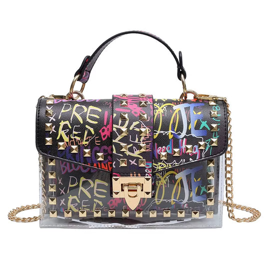 Brand Women Studded Graffiti Crossbody Bags Fashion Shoulder Bag for Ladies Female Luxury Designer Handbags 2023 High Quality