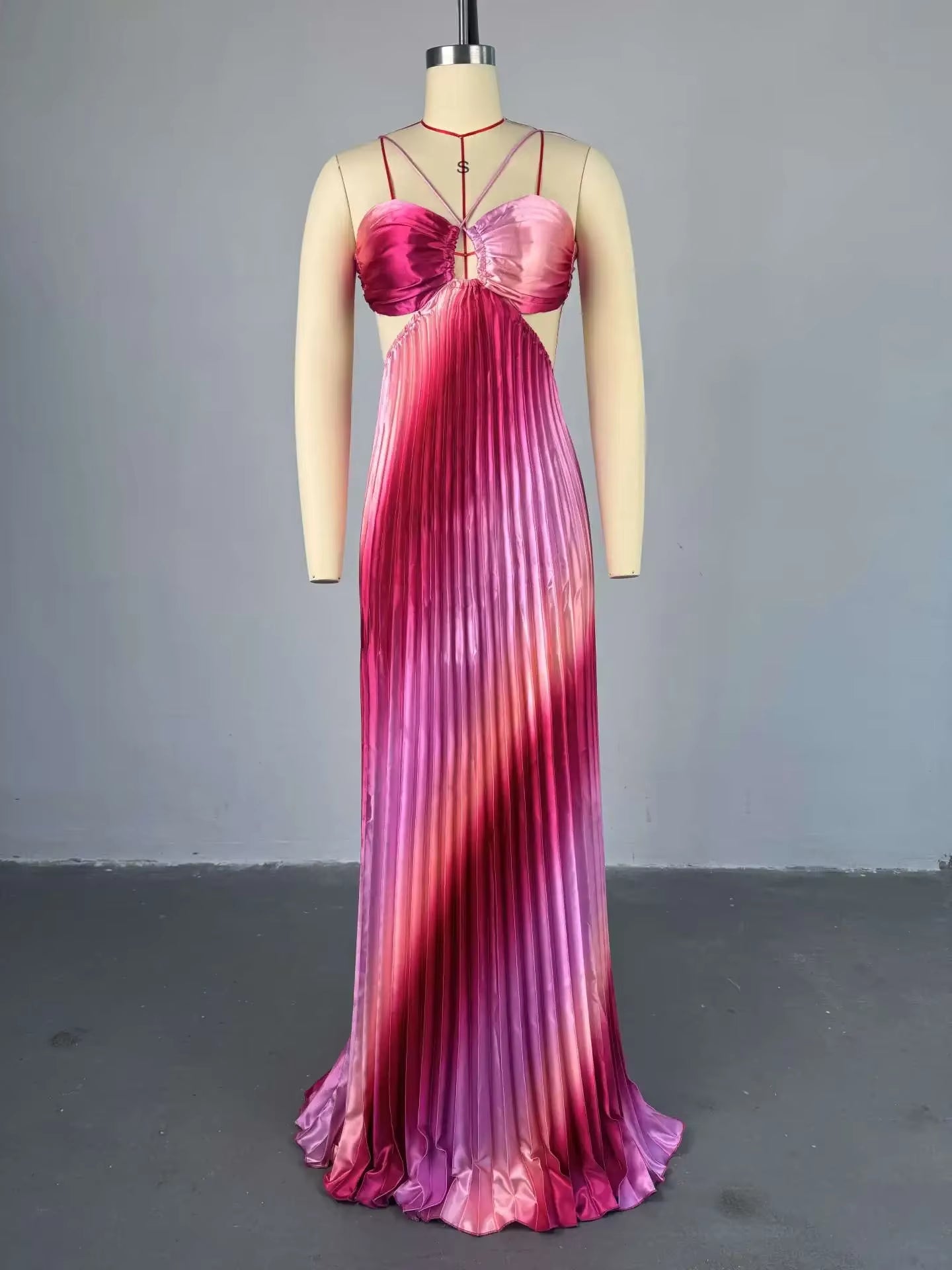 2025 Elegant Sleeveless Sweet Strapless Gradient Floor-Length Long Women Dress Beach Party Evening Sexy Pleated Dresses