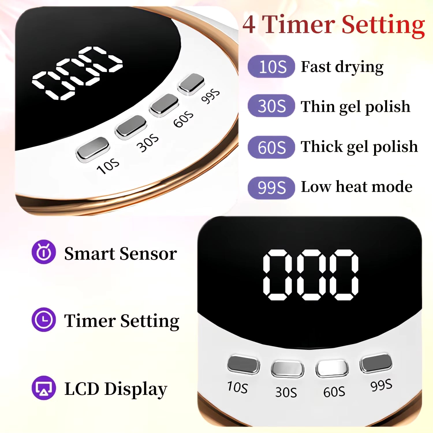 Professional UV LED Nail Lamp for Nails Gel Polish Fast Curing Dryer Drying Light Lamps with 45 Leds 4 Timer Setting