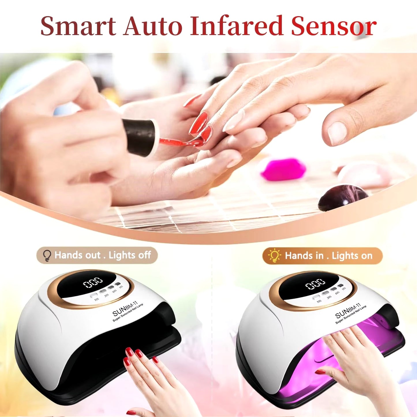 Professional UV LED Nail Lamp for Nails Gel Polish Fast Curing Dryer Drying Light Lamps with 45 Leds 4 Timer Setting