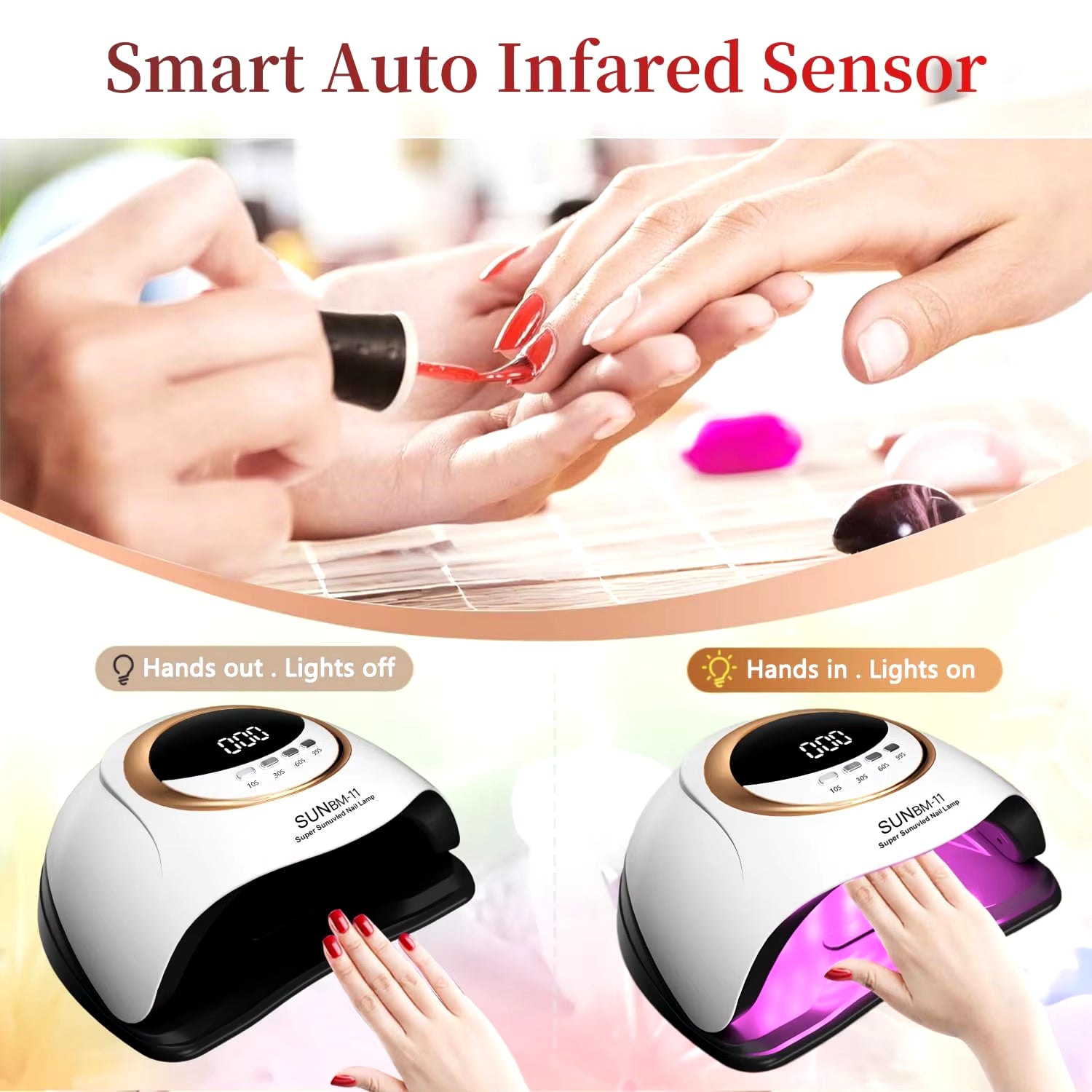 Professional UV LED Nail Lamp for Nails Gel Polish Fast Curing Dryer Drying Light Lamps with 45 Leds 4 Timer Setting
