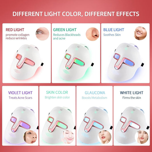 Cordless Beauty Led Face Mask,7 Colors Light Mask with 270Pcs Beads,Rechargeable Led Face Light Mask for Face Beauty,Anti-Anging