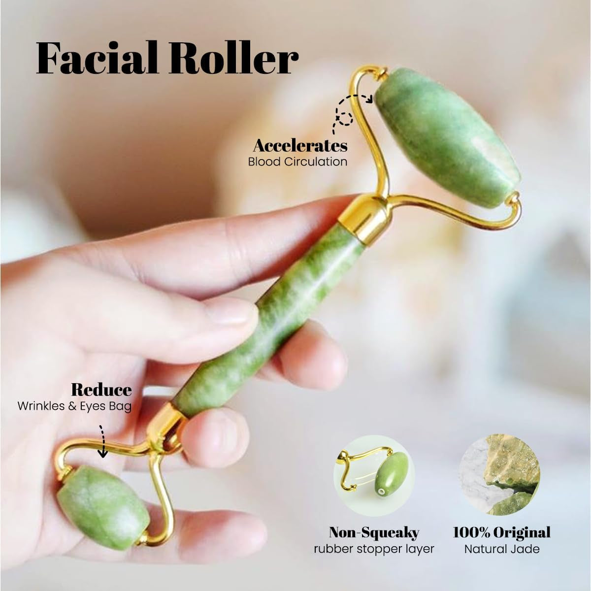 Gua Sha Facial Tools & Face Roller for Wrinkless Natural Skincare Tool Jade Roller Guasha Tool for Face Facial Massager (Green)