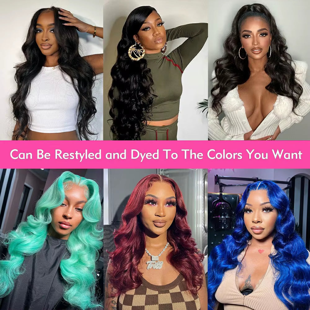 13X4 13X6 Body Wave Transparent Lace Front Wig Bling Hair HD Frontal Wig 180% Density Human Hair 4X4 Lace Closure Wigs for Women