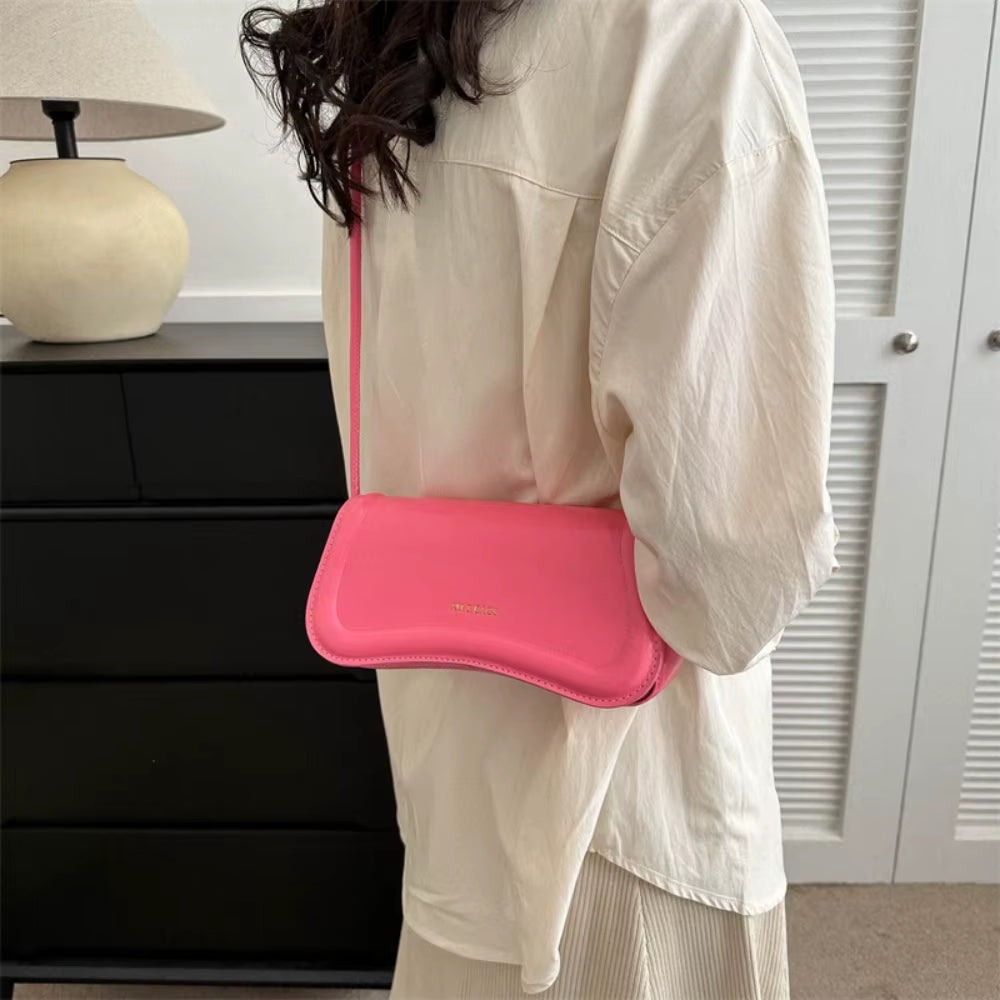 Ladies Shoulder Crossbody Bags PU Leather Women Underarm Bags Solid Color Small Top-Handle Bags Purse Female Daily Handbags