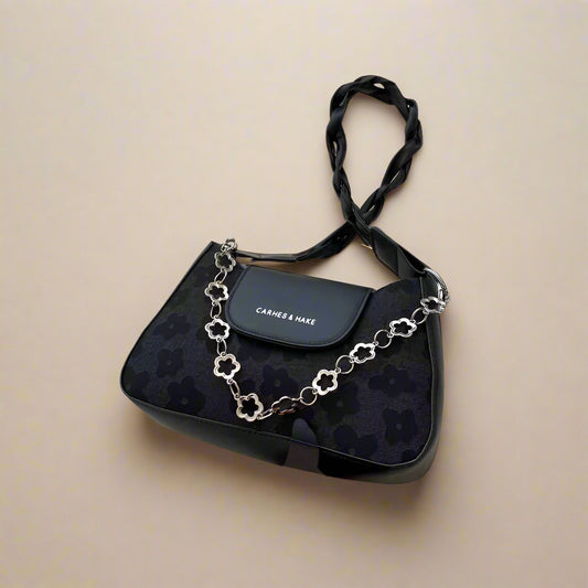 Three-Dimensional Pattern Embroidered Underarm Bag for WOMEN'S Shoulder Bag PU Fabric
