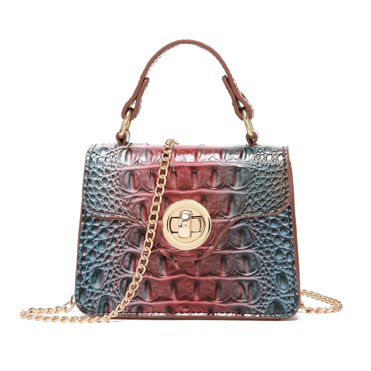 Dinner Handbag Crocodile Pattern Colorful Shaped Small Bag Mini Compact and Cute,Tiny,Wallet, Smaller