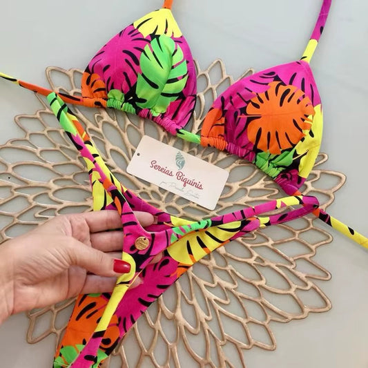 New Women'S Bikini Split Print Swimwear Fashion G-String Beach Holiday