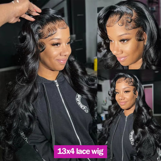 13X4 13X6 Body Wave Transparent Lace Front Wig Bling Hair HD Frontal Wig 180% Density Human Hair 4X4 Lace Closure Wigs for Women