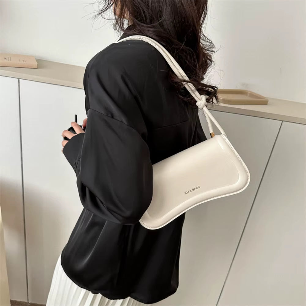 Ladies Shoulder Crossbody Bags PU Leather Women Underarm Bags Solid Color Small Top-Handle Bags Purse Female Daily Handbags