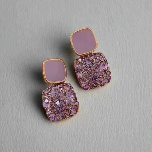 New Vintage Purple Shiny Crystal Geometric Women Earrings Contracted Sweet Lovely Fine Shiny Drop Earrings Jewelry
