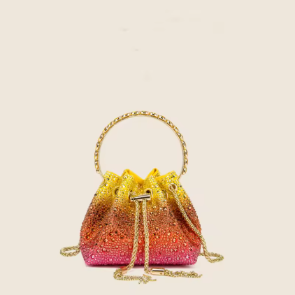 Rhinestones Handle Clutch Bag