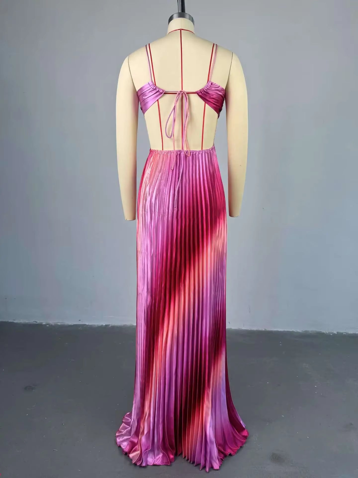2025 Elegant Sleeveless Sweet Strapless Gradient Floor-Length Long Women Dress Beach Party Evening Sexy Pleated Dresses
