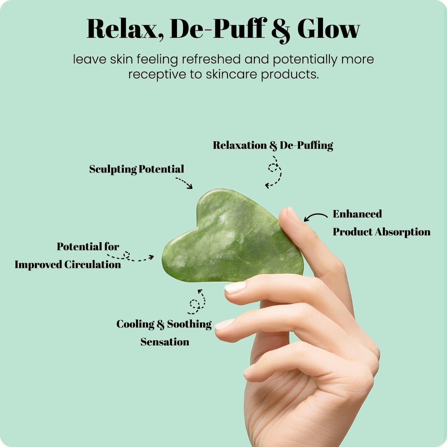 Gua Sha Facial Tools & Face Roller for Wrinkless Natural Skincare Tool Jade Roller Guasha Tool for Face Facial Massager (Green)