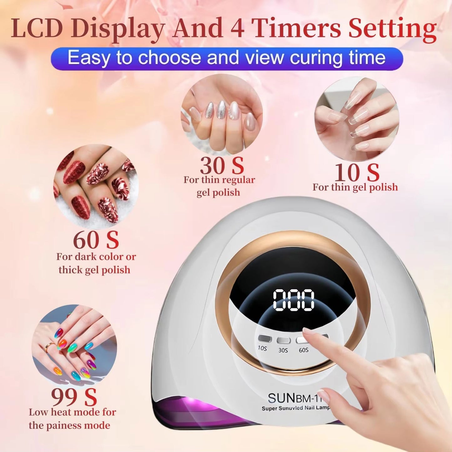 Professional UV LED Nail Lamp for Nails Gel Polish Fast Curing Dryer Drying Light Lamps with 45 Leds 4 Timer Setting
