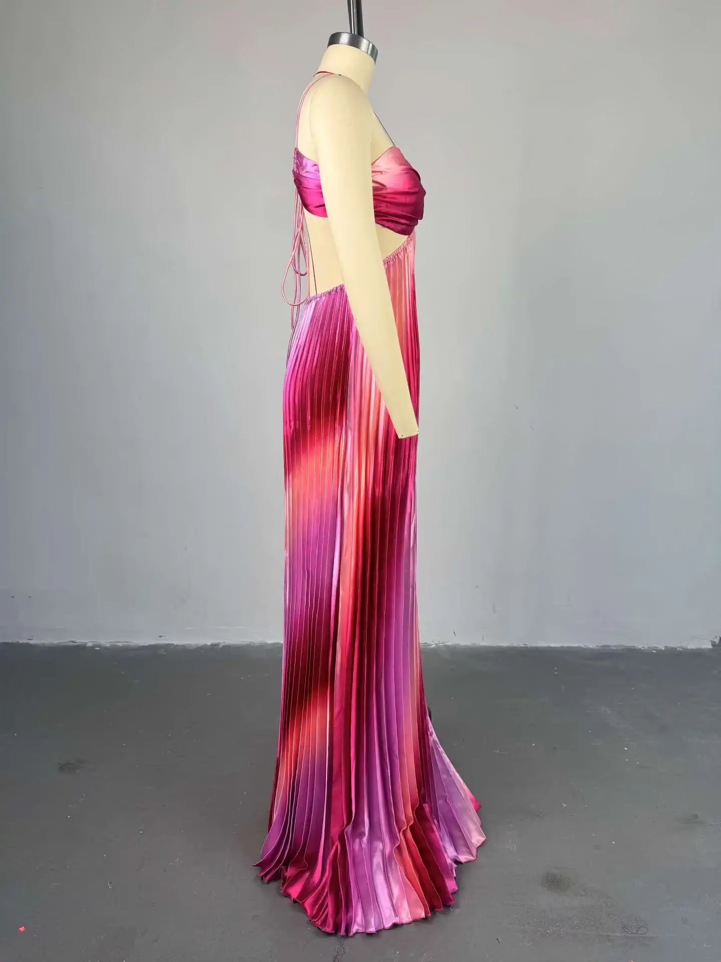 2025 Elegant Sleeveless Sweet Strapless Gradient Floor-Length Long Women Dress Beach Party Evening Sexy Pleated Dresses