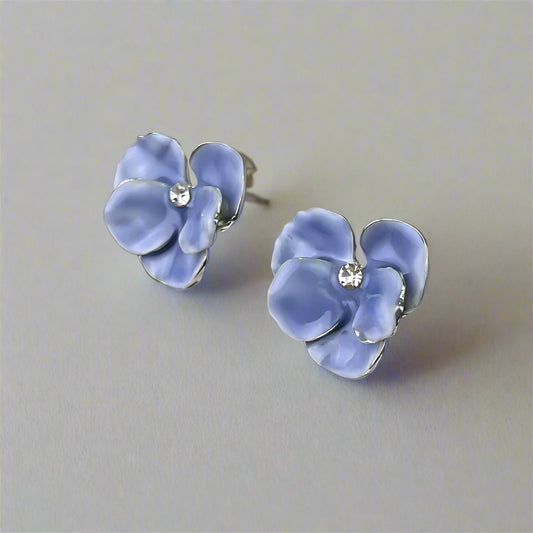 Red Blue Flower Stud Earrings for Women Wedding Party Enamel Oil Crystal Big Earrings Trendy Elegant Jewelry Girls Gift